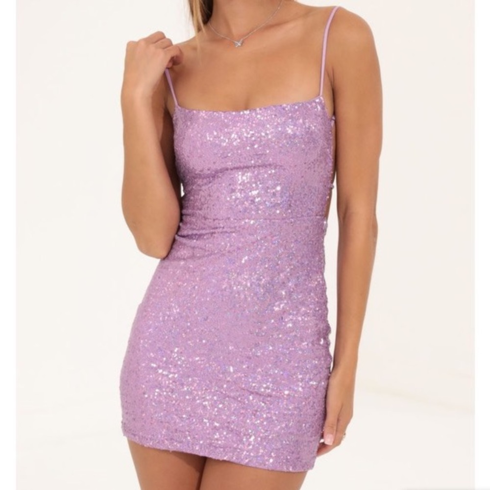 NWOT strappy dress in Lavender iridescence